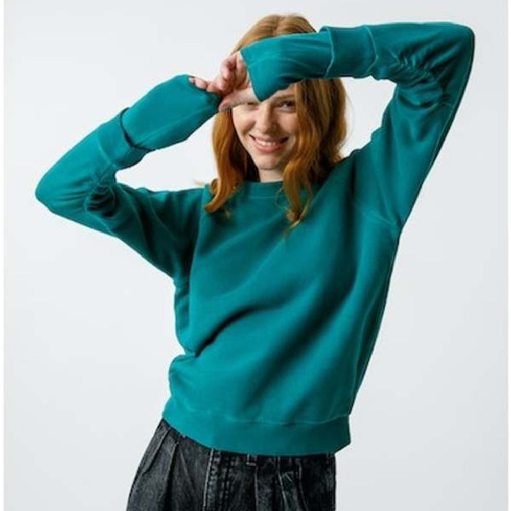 AMO Denim Lovebird double layer pullover fleece sweatshirt - Emerald